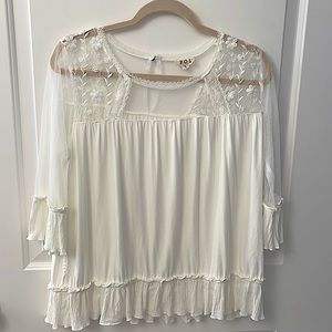 POL White Sheer Lace Blouse